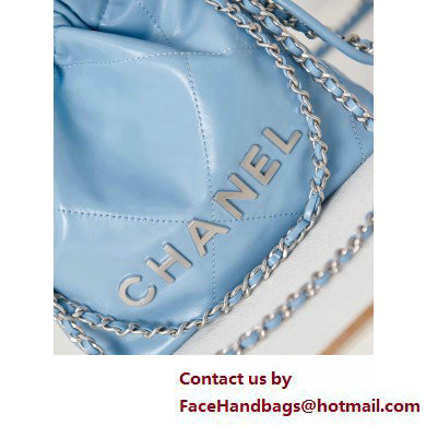 Chanel Shiny Calfskin & Silver-Tone Metal CHANEL 22 Mini Handbag AS3980 Blue Chanel Shiny Calfskin & Silver-Tone Metal CHANEL 22 Mini Handbag AS3980 Blue